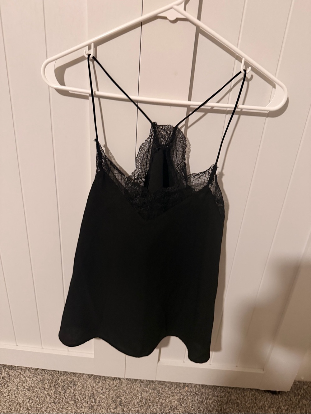 SHEIN Black Lace-Trim Spaghetti Strap Tank